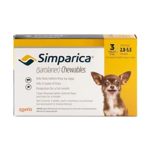 Zoetis Simparica 3 Tab Yellow/Jaune 1.3 - 2.5 kg